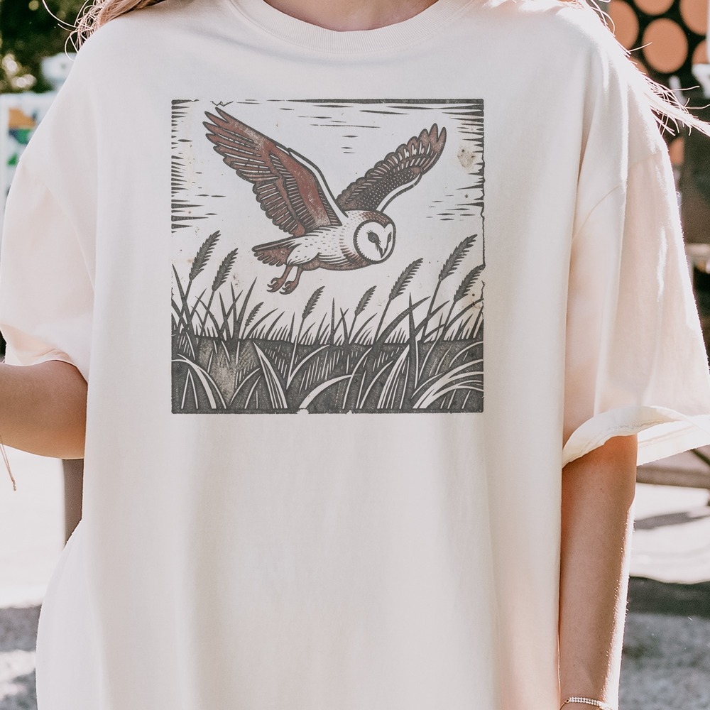 Barn Owl Diving Through Tall Grass Tee
